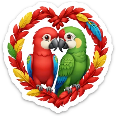 heart wreath kiss parrot sticker