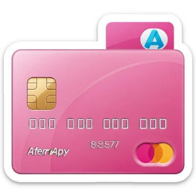 pink big afterpay word on a credit card sticker