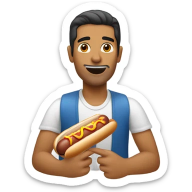 Latino man eating a bland hot dog sticker