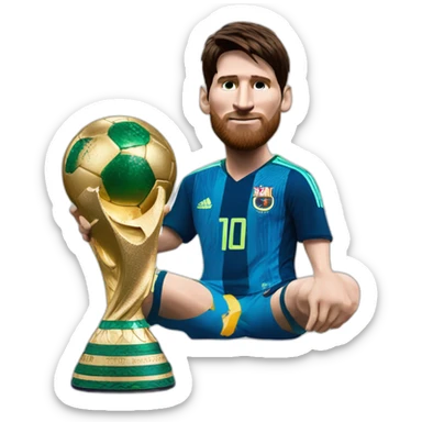 LIONEL MESSI WITH THE WORLD CUP sticker
