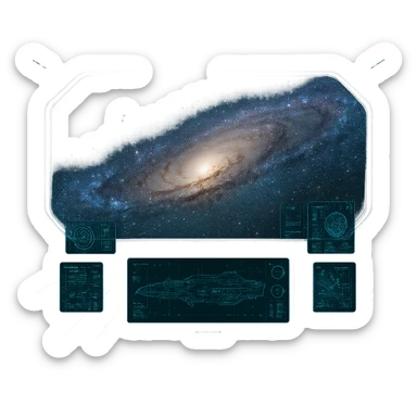 a sophisticated starcruiser command deck viewing port, the viewscreen is alpha-transparent, no chairs, multiple screens sticker