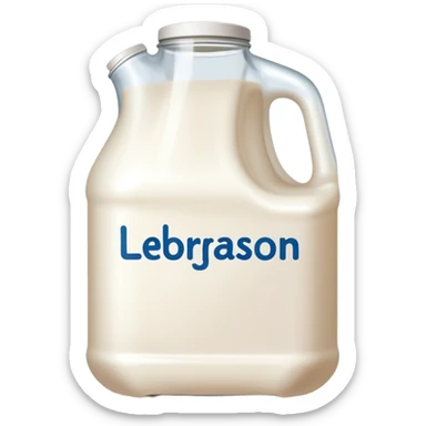 gallon of milk that says leborgson written on it sticker