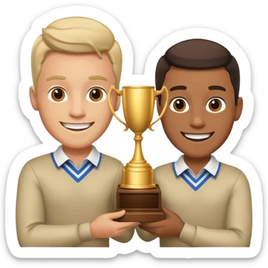 winner ceremony with one guy handing another guy a trophy sticker