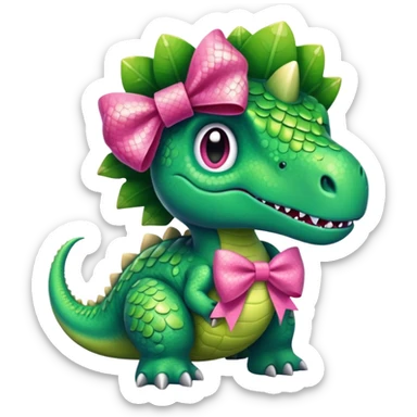 Dinosaur with pink bow  sticker