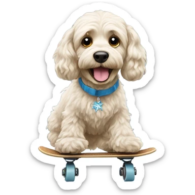 Cockapoo ice skating  sticker