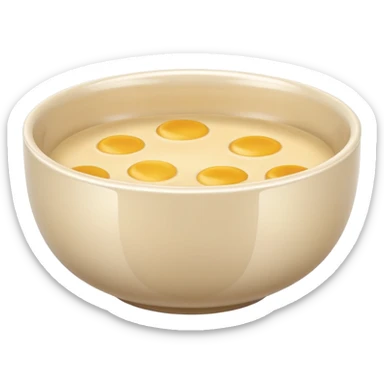 “Simple bowl emoji 🥣 in clean 3D style, smooth rounded bowl shape, light neutral bowl color, glossy plastic texture, shiny reflective surface, soft studio lighting, subtle highlights, minimal cereal/porridge inside with smooth surface, cute emoji proportions, ultra-polished 3D look,  sticker