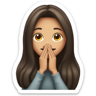 long hair Brunette girl with her Hands covering her mouth sticker