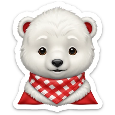 baby polar bear wearing a red and white checkered Neckerchief sticker