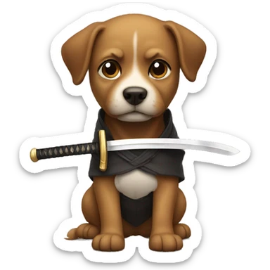 A dog with a katana sticker