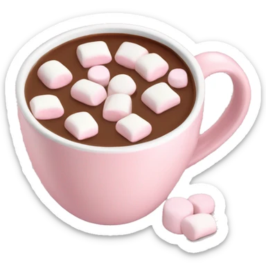 Light Pink mug of hot chocolate with marshmallows  sticker