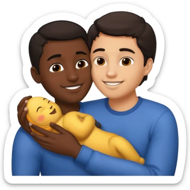 1 Dark skin male , 1 light skin dark hair male,spooning, kissing, touching, in love sticker