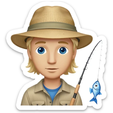Blonde hair and blue eyed white guy fishing sticker