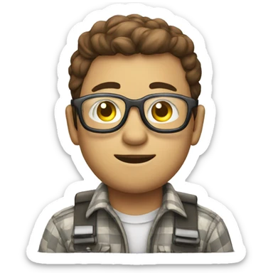 A person wearing check shirt and spectacle and dreaming of being a pilot  sticker