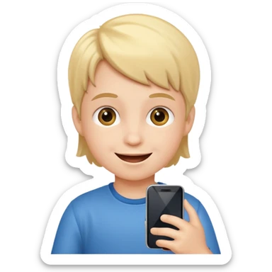 happy child with phone in hand sticker