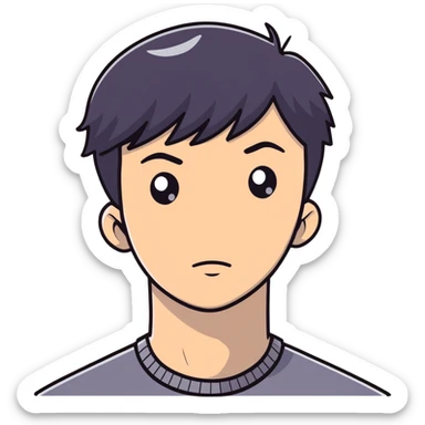 Short black haired male with one eye closed, young man with short black hair closing one eye sticker