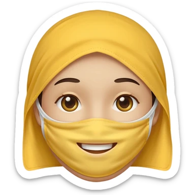 Face covering smiling yellow circle sticker