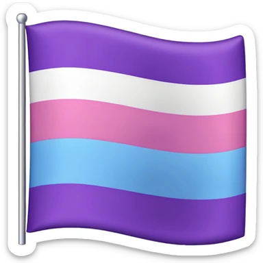 I want a flag, I want the first stripe at the very top of the flag to be pink 🩷. The middle stripe will be the color purple 💜. And finally the bottom stripe will be the color blue 💙. sticker