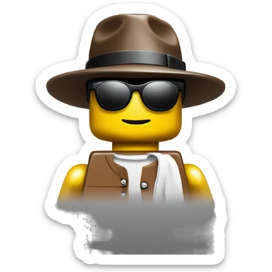 Lego man with sunglasses and hat on backward sticker