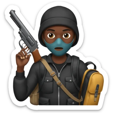 Chicago savage with skully mask on and backpack and big ass hand gun  sticker