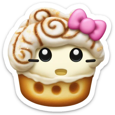 vanilla cinamonroll with hello kitty ears  sticker