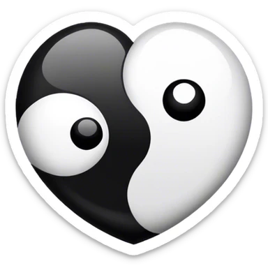 Heart-shaped Yin yang black and white sticker