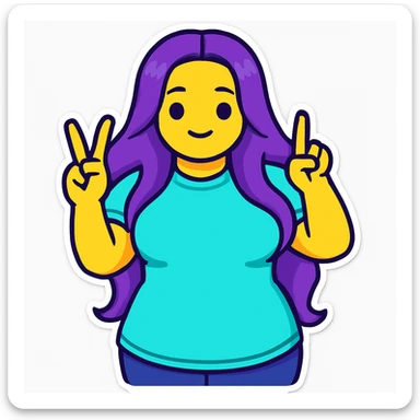 Change hair color to purple, keep everything else the same, in sticker style. sticker