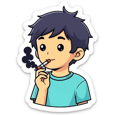 un niño cani fumando vapper sticker