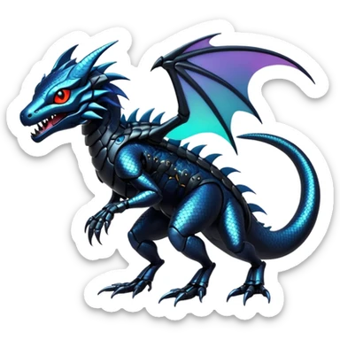 Modern Futuristic Scaly Iridescent Cyber-Salandit-Litten-Hybrid (Full body) sticker