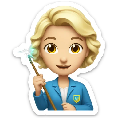 A Ukrainian female teacher holds a magic wand in her hand sticker