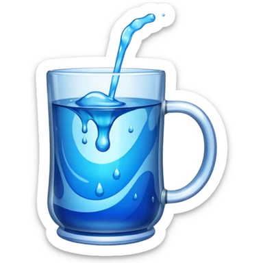 A large clear glass mug with a bright blue liquid inside. sticker