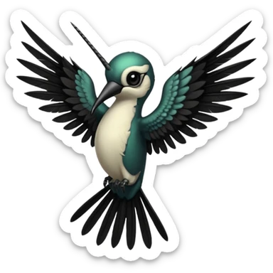 creppy demon like hummingbird with  creppy and very long wings   staring in your soul sticker