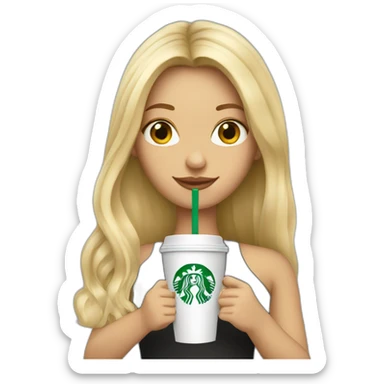 blond long hair girl drinking starbucks sticker