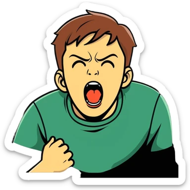 man choking himself screaming sticker