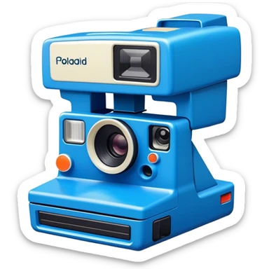 blue polaroid camera sticker