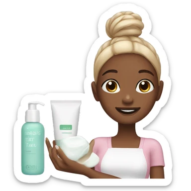 cute girl doing skincare sticker