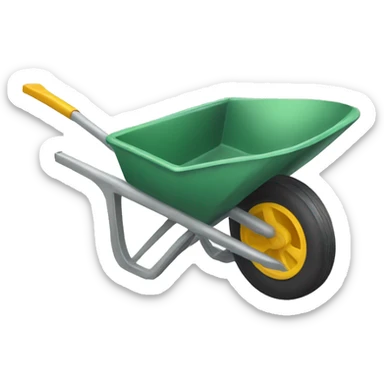 wheelbarrow with a spade sticker