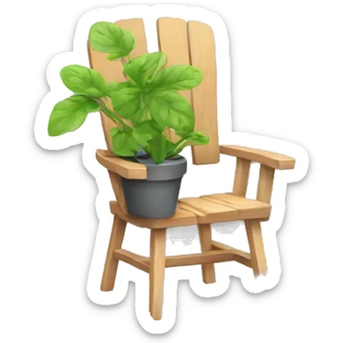 a garden chair with a plant in pot next to it sticker