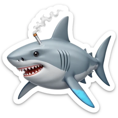 Shark with a blunt in its mouth sticker