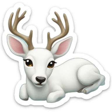 White deer lay in the water sticker