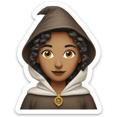 A burnette lady wizard with brown hazel eyes sticker