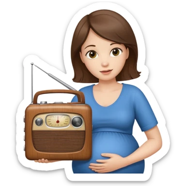 Pregnant woman holding opregnsnt radio sticker