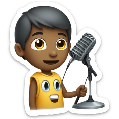 niño con capucha y micrófono sticker