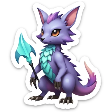 cool colorful dark pastel edgy fantasy animal hybrid Fakemon full body sticker