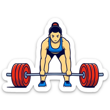 Fitness trainer showing correct posture for deadlift exercise sticker
