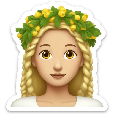 woman with ukrainian wreath on her head sticker