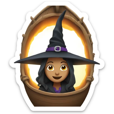 a witch inside a ship sticker