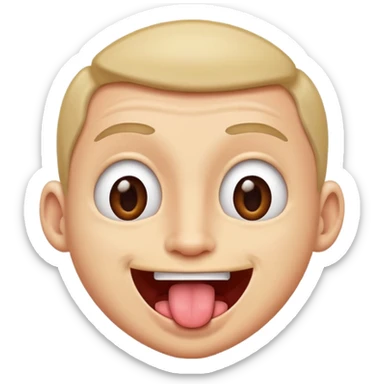 Guy with his tongue out and eyes wide open sticker