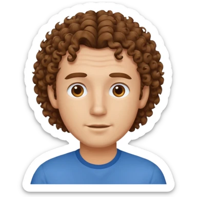 curly haired blue shirt man sticker