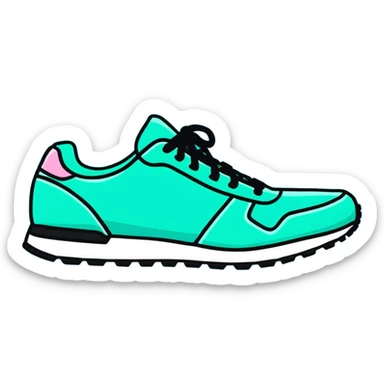 turquoise running shoes, athletic footwear, blue-green sneakers sticker
