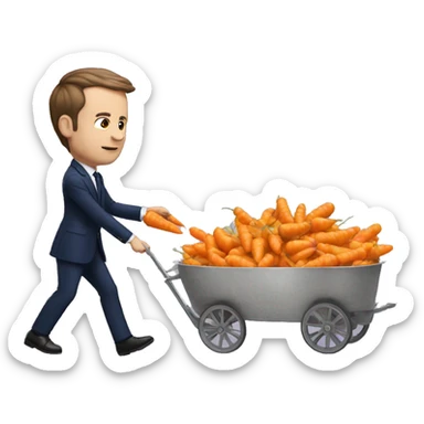 Macron entrain de caresser une carotte sticker